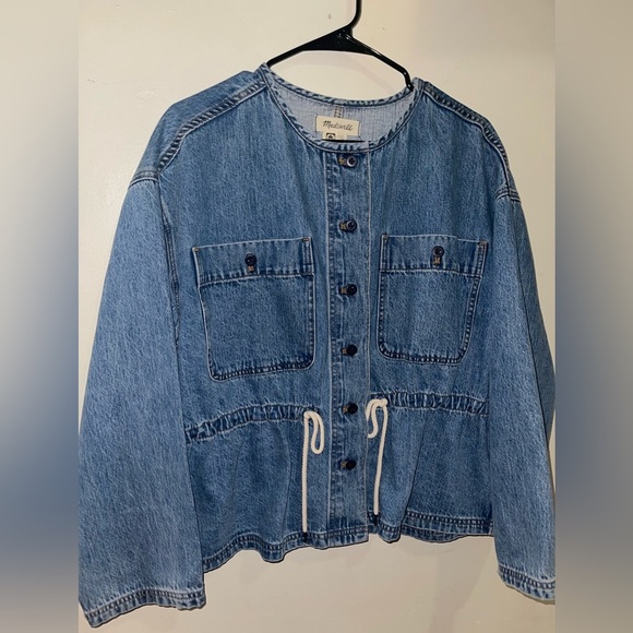 Madewell Claremont Drawstring Denim Jacker in Sz Large NWOT - Picture 4 of 11